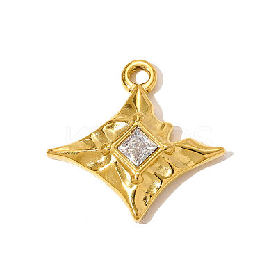 304 Stainless Steel Pave Clear Cubic Zirconia Pendants STAS-OY009-77G-1