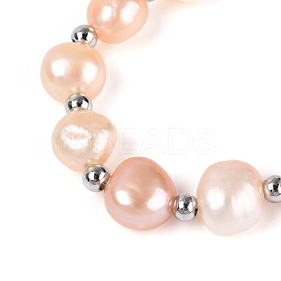 Adjustable Natural Pearl with Brass Chain Slider Bracelets for Women Girl BJEW-T022-16C-1
