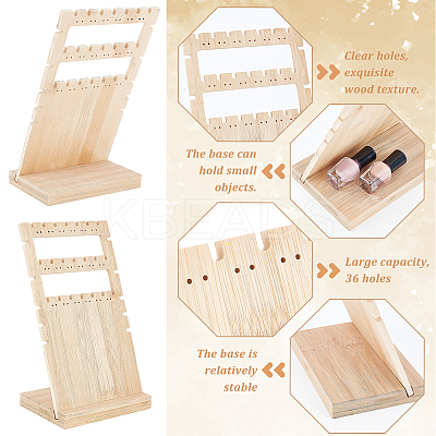 36-Hole 3-Row Wood Jewelry Display Stands EDIS-WH0016-007A-1