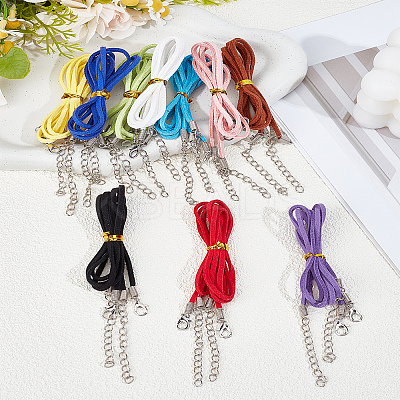 20Pcs 10 Colors 2MM Flat Faux Suede Cord Necklace Making with Findings NJEW-LP0007-08A-1