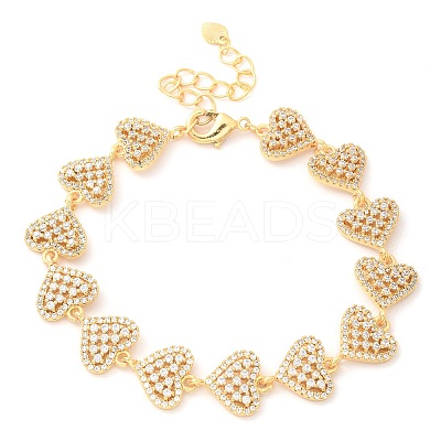 Brass Micro Pave Clear Cubic Zirconia Link Chain Bracelets BJEW-M053-02G-1