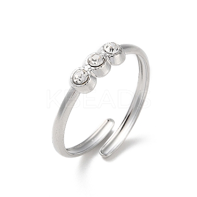 304 Stainless Steel Rhinestone Cuff Rings RJEW-M171-17P-1