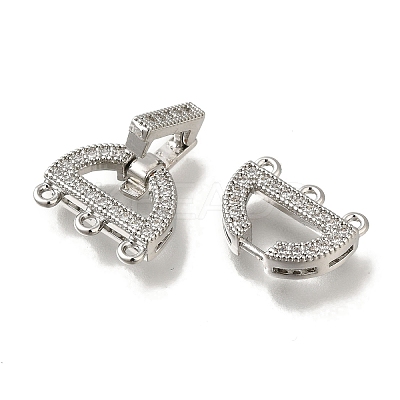 Brass Micro Pave Clear Cubic Zirconia Fold Over Clasps KK-H480-40P-1