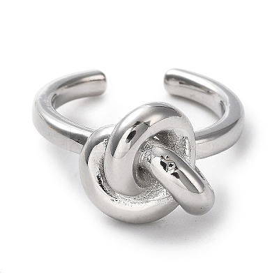 Rack Plating Brass Knot Open Cuff Rings for Women RJEW-Q777-06P-1