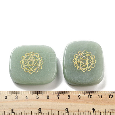 Natural Green Aventurine Rectangle with Chakra Sign Figurines Display Decorations DJEW-K025-02B-1