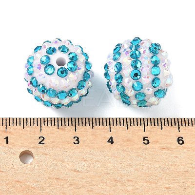 Striped Resin Rhinestone Beads OACR-A037-01D-1