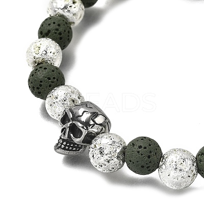 Halloween Electroplate Natural Lava Rock Bracelets BJEW-JB12332-02-1