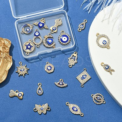 20Pcs 20 Styles Evil Eye Alloy Enamel & Rhinestone Pendants and Connector Charms Findings Kits ENAM-YW0005-60-1