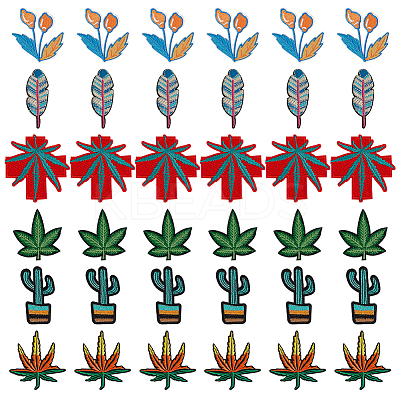 36Pcs 6 Style Polyester Fabrics Computerized Embroidery Cloth Sew on Patches PATC-FG0001-05-1
