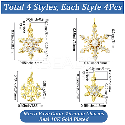 16Pcs 4 Styles Christmas Rack Plating Brass Pendants KK-SC0006-97-1