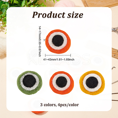 12Pcs 3 Colors Wool Felt Craft Frog Eyes DIY-FG0004-14-1