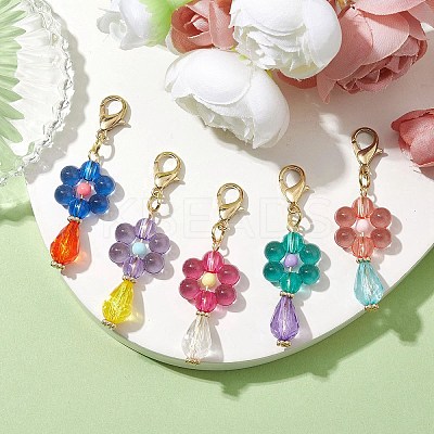Flower Acrylic Pendant Decorations HJEW-JM01879-1