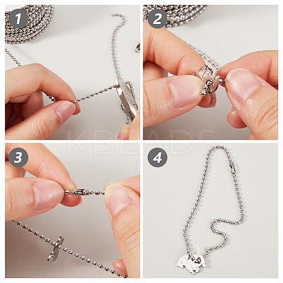 201 Stainless Steel Ball Chains Bracelet Necklace Making Kit DIY-SP0001-09C-1