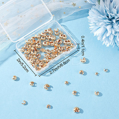 120Pcs 4 Style Brass Crimp Beads Covers KK-BBC0004-51-1
