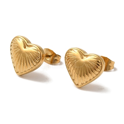Ion Plating(IP) 304 Stainless Steel Heart Stud Earrings for Women EJEW-Z066-11G-1