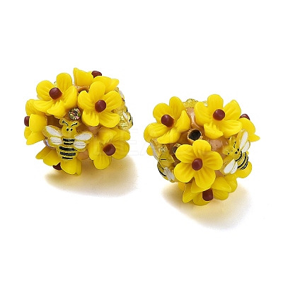 Polymer Clay Rhinestone Beads with Resin RESI-Z045-04-1