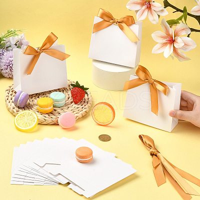 White Cardboard Paper Wedding Candy Boxes with Ribbon CON-FZC0002-002A-1