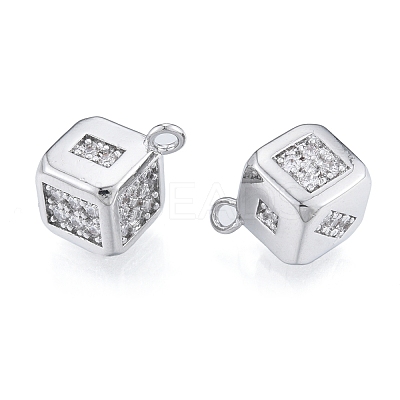 Brass Micro Pave Clear Cubic Zirconia Charms KK-N216-561P-1