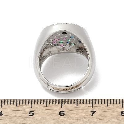 Brass Micro Pave Cubic Zirconia Finger Rings for Women RJEW-C129-09P-1