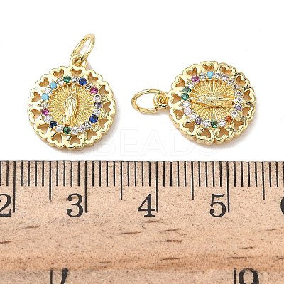 Holy Virgin Theme Brass Cubic Zirconia Charms KK-L253-32G-03-1