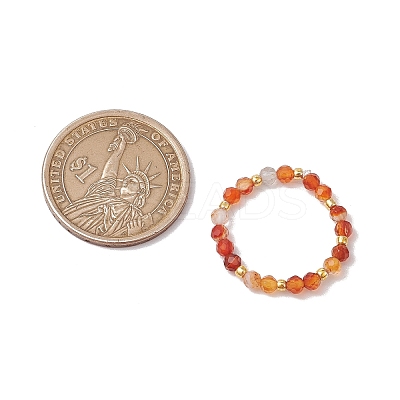 Natural Carnelian Beaded Stretch Rings for Women RJEW-JR00868-07-1