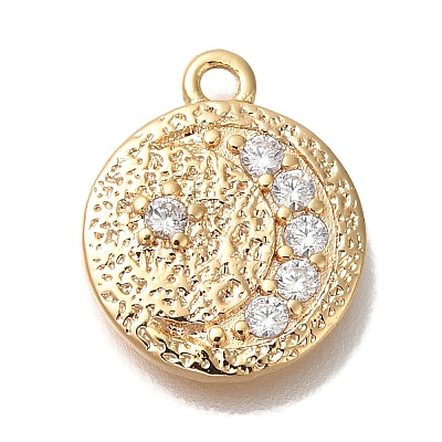 Brass Micro Pave Cubic Zirconia Pendants KK-U038-08G-1