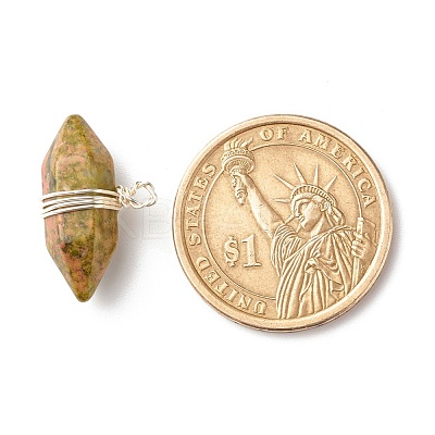 Natural & Synthetic Mixed Stone Double Terminated Pointed Pendants PALLOY-JF01247-02-1