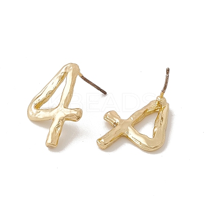 Brass Number Stud Earrings with 925 Sterling Silver Pins for Women LS-EJEW-A077-01D-1