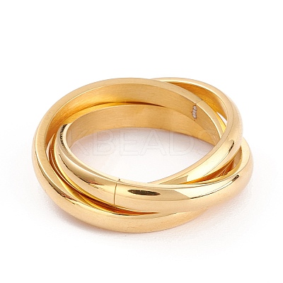 Ion Plating(IP) Unisex 304 Stainless Steel Finger Rings RJEW-K233-06B-G-1