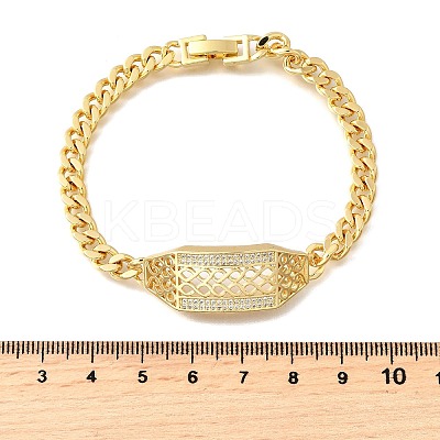 Brass Micro Pave Clear Cubic Zirconia Link Bracelets BJEW-F498-02B-G-1