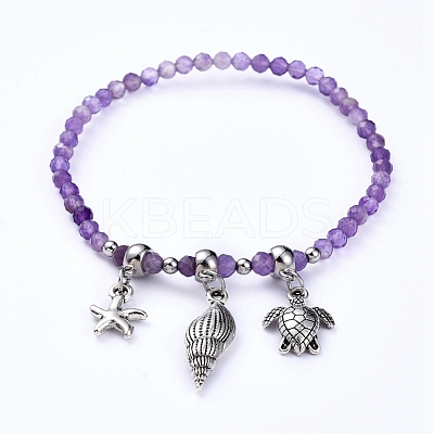 Natural Mixed Gemstone Stretch Bracelets BJEW-JB05108-1