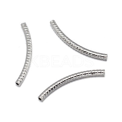 Carved Curved Brass Tube Beads KK-F0317-13P-NR-1
