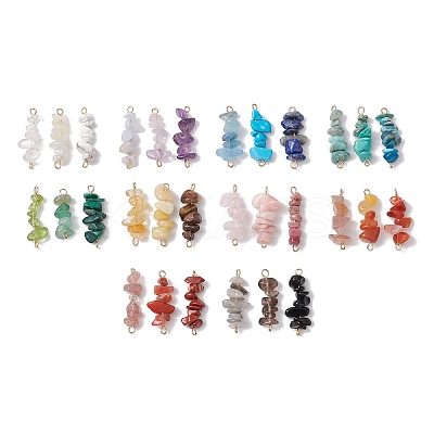 30Pcs 30 Styles 304 Mixed Gemstone Chip Beaded Connector Charms PALLOY-JF02873-01-1