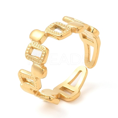 304 Stainless Steel Hollow Open Cuff Rings for Women STAS-D085-35G-1