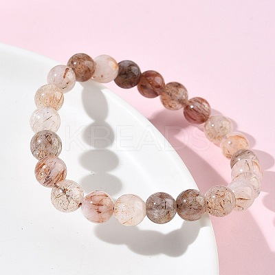 Natural Rutilated Quartz Round Beads Stretch Bracelets for Women BJEW-Z158-03D-03-1