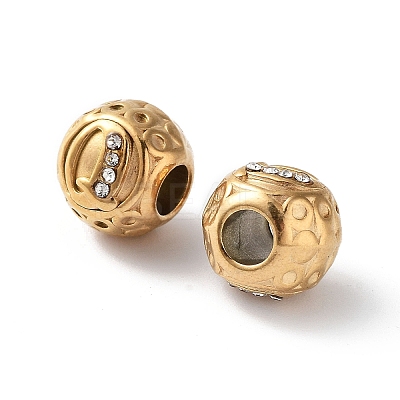Ion Plating(IP) 304 Stainless Steel Rhinestone European Beads STAS-A092-10Q-G-1