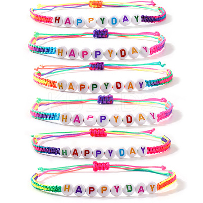 6Pcs Acrylic Beads Braided Bracelets SA1431-1-1