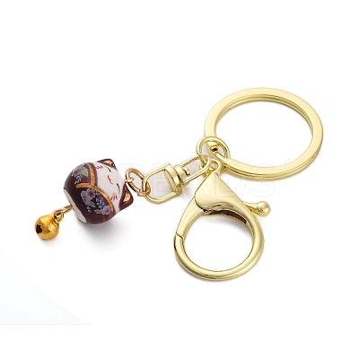 Fortune Cat Porcelain Pendant Keychain KEYC-G064-03H-1