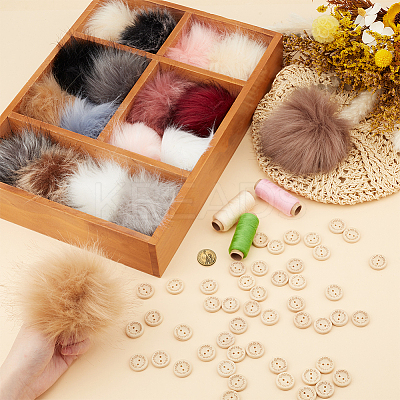 36Pcs 18 Cplors Faux Fox Fur Soft Pompom Ball AJEW-OC0013-65-1