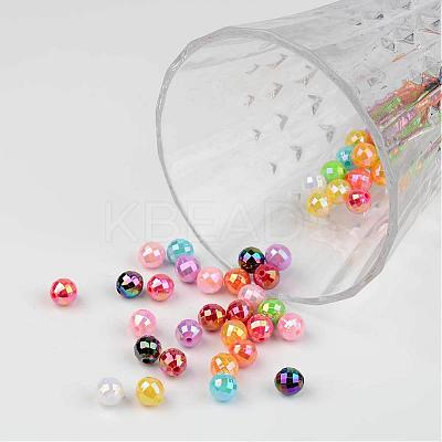 Faceted Colorful Eco-Friendly Poly Styrene Acrylic Round Beads SACR-K001-8mm-M-1