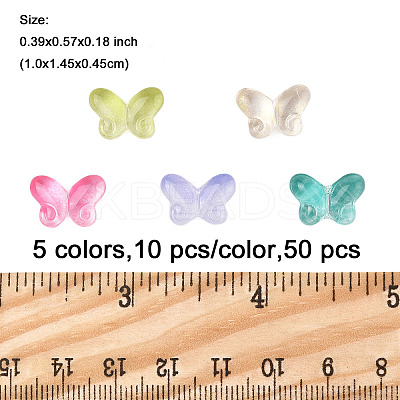 50Pcs 5 Colors Two Tone Transparent Spray Painted Glass Beads GLAA-FP0001-30-1