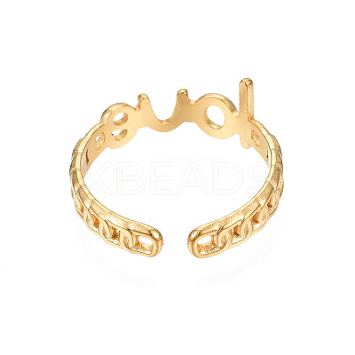 Ion Plating(IP) 304 Stainless Steel Word Love Open Cuff Ring for Women LS-RJEW-S405-262G-1