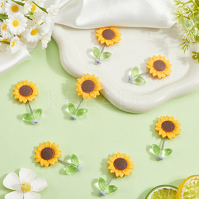 Resin Sunflower Decoration for Car AJEW-CN0003-15-1