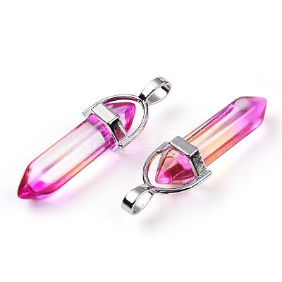 Faceted Bullet Glass Pointed Pendants GLAA-CJC0001-16C-1