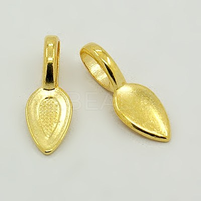 Tibetan Style Alloy Glue-on Flat Pad Bails TIBEP-AB3348Y-G-NF-1