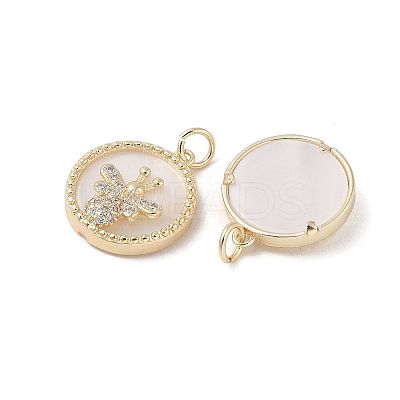 Brass Pendants Pave Shell KK-L208-73G-1