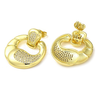 Double Corn Brass Dangle Stud Earrings with Cubic Zirconia EJEW-G373-02G-1