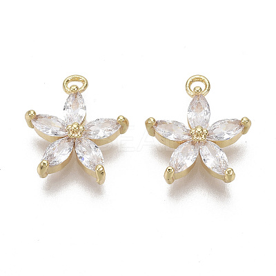 Brass Micro Pave Cubic Zirconia Charms X-KK-R132-009-NF-1