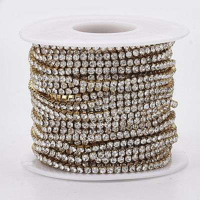 304 Stainless Steel Rhinestone Strass Chains STAS-T055-12G-1