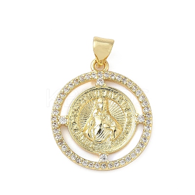 Brass Micro Pave Cubic Zirconia Pendants KK-S337-09G-A-1